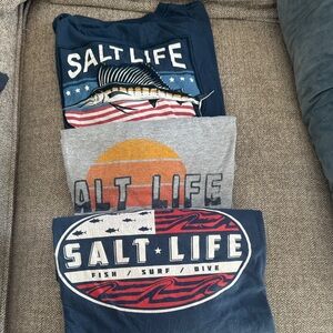 Salt Life Kids Tees - Navy, Gray, and Red